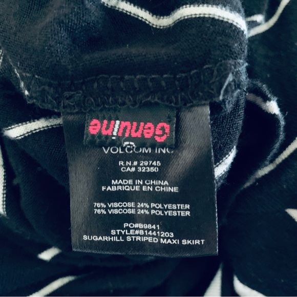 Volcom Women's Black & White Stripe Full Length Maxi Skirt | Size: S - Picture 5 of 7